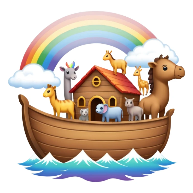 Noah's Ark with animals and rainbow sticker