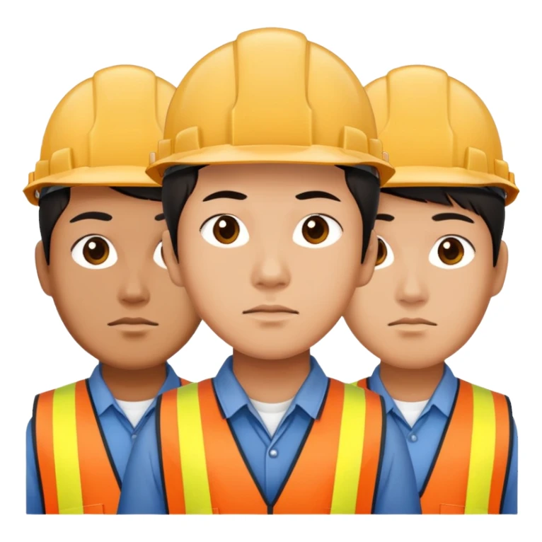 asian workers photorealistic serious sticker