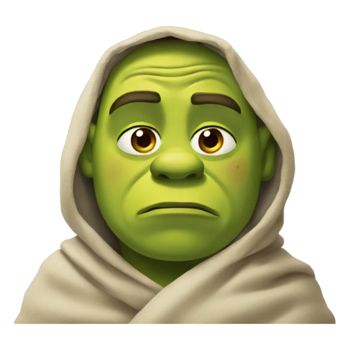 Shrek sad with blanket around sticker