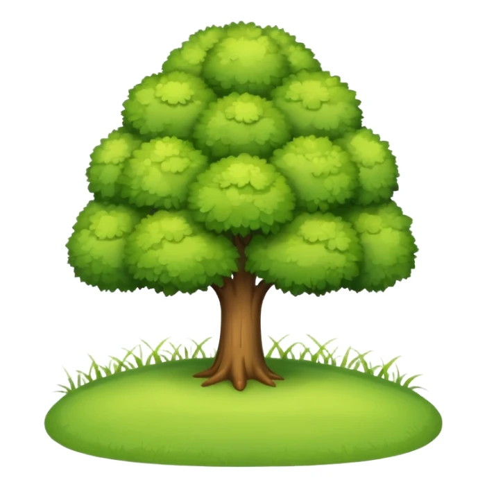 a grassy field with a single tree, emoji style sticker