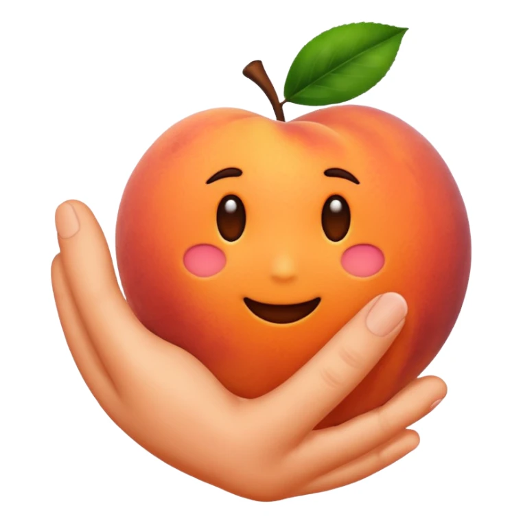 Peach emoji with hand print on it sticker