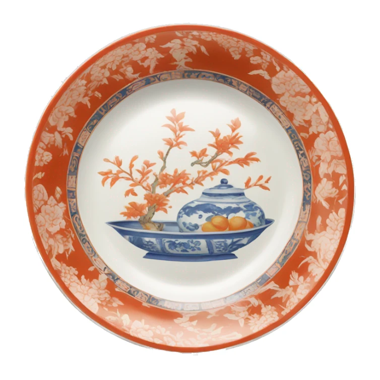 Chinoiserie vintage dish sticker