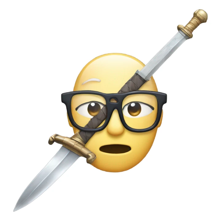 glasses emoji grab with a sword sticker