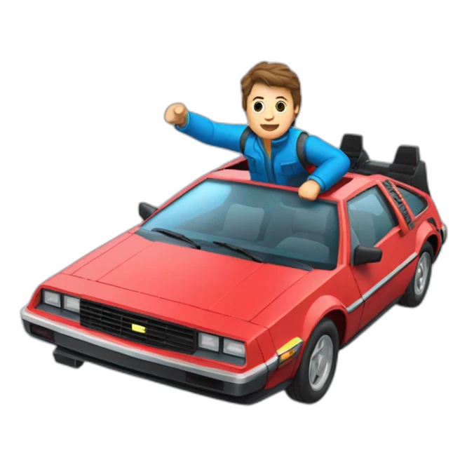 Marty McFly in a flying blue car sticker