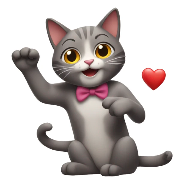 A cat with heart hands and is happy sticker