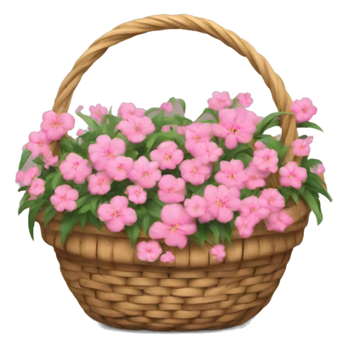 basket with courtyard and  pink flowers  sticker