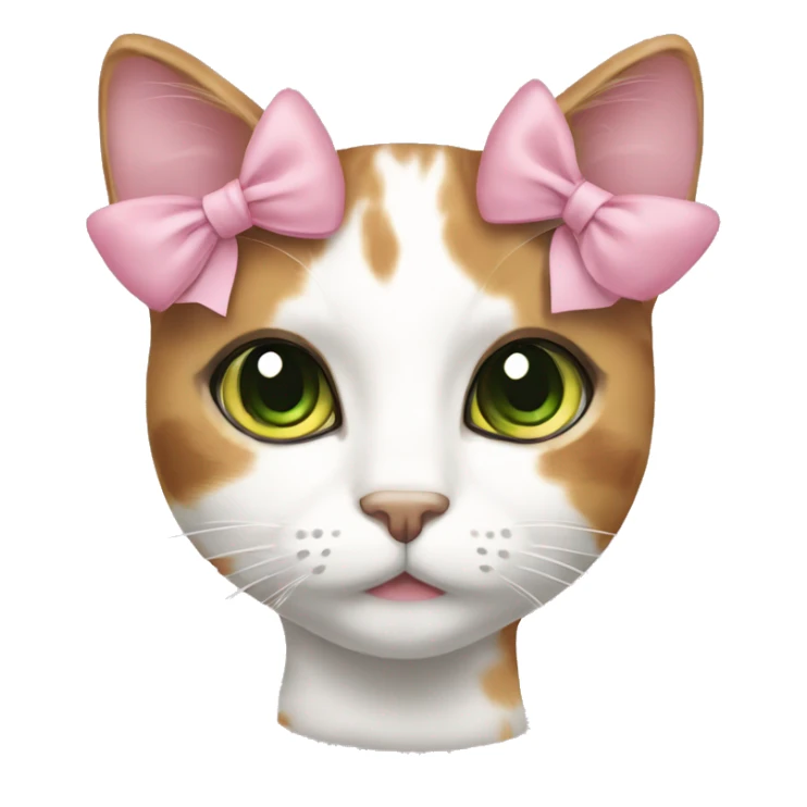 calico cat green eyes pink bow sticker