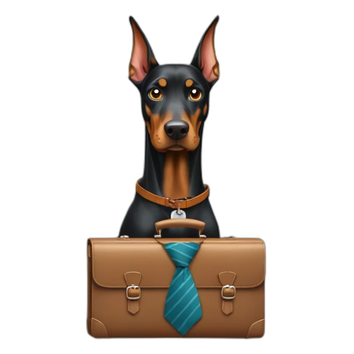 Doberdore dog in tie and with briefcase sticker