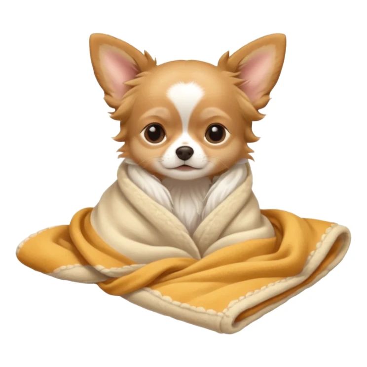 Long haired chihuahua, beige, without white variations on head! Add white on chest and white socks, sleeping cutely under blanket sticker