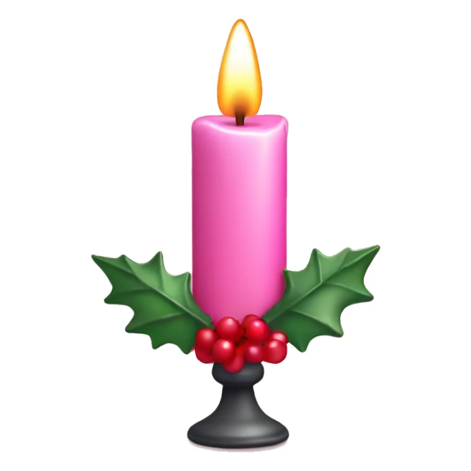 pink christmas candle with berries sticker