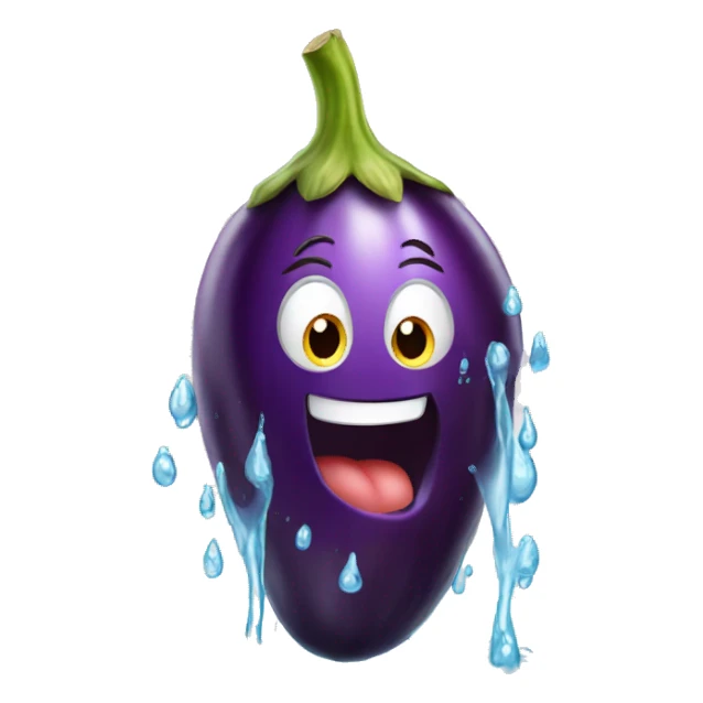 Eggplant with water coming out sticker