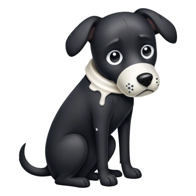 A black dog with a broken arm in plaster sticker