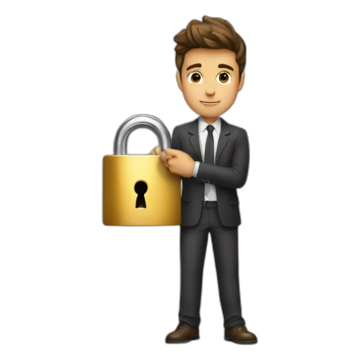 Classy young man struggling to get a key into a lock sticker