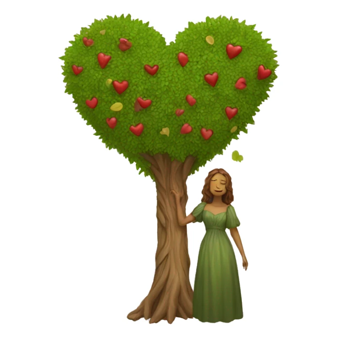 driade tree woman hearts sticker