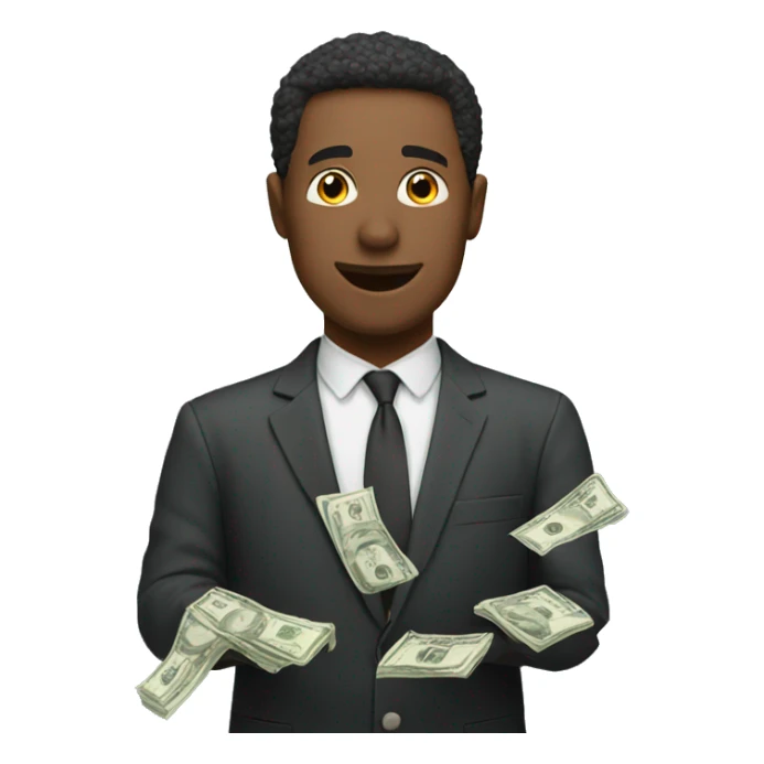 man with money falling around him sticker