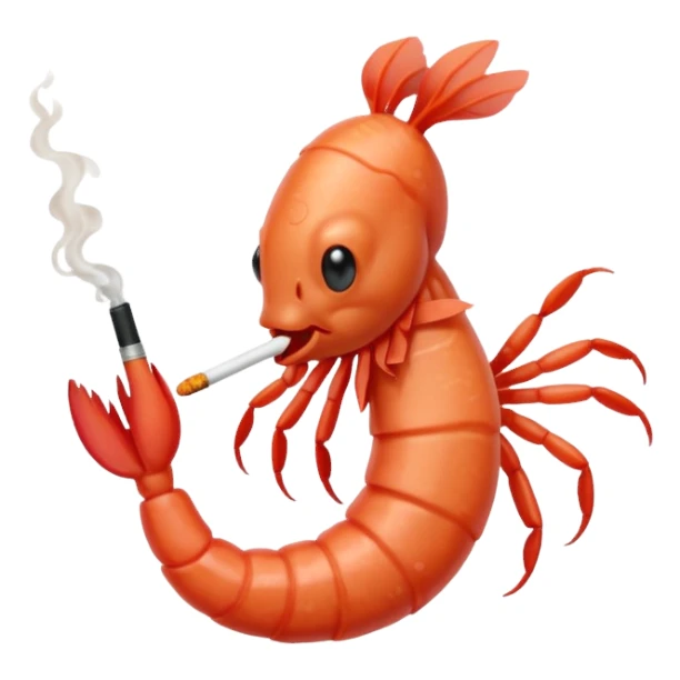 a sad shrimp smoking a cigarette  sticker