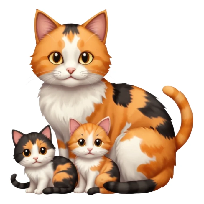 a mom cat with her 5 baby kittens sticker