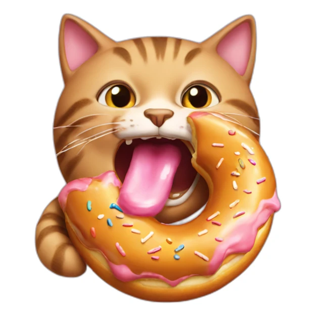 cat eating donut in his mouth sticker