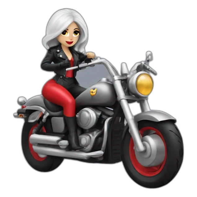 Lady Gaga grey face with red lips in a motorcycle  sticker