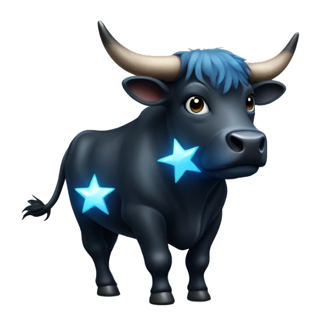 black bull with a shining blue star on his forehead sticker