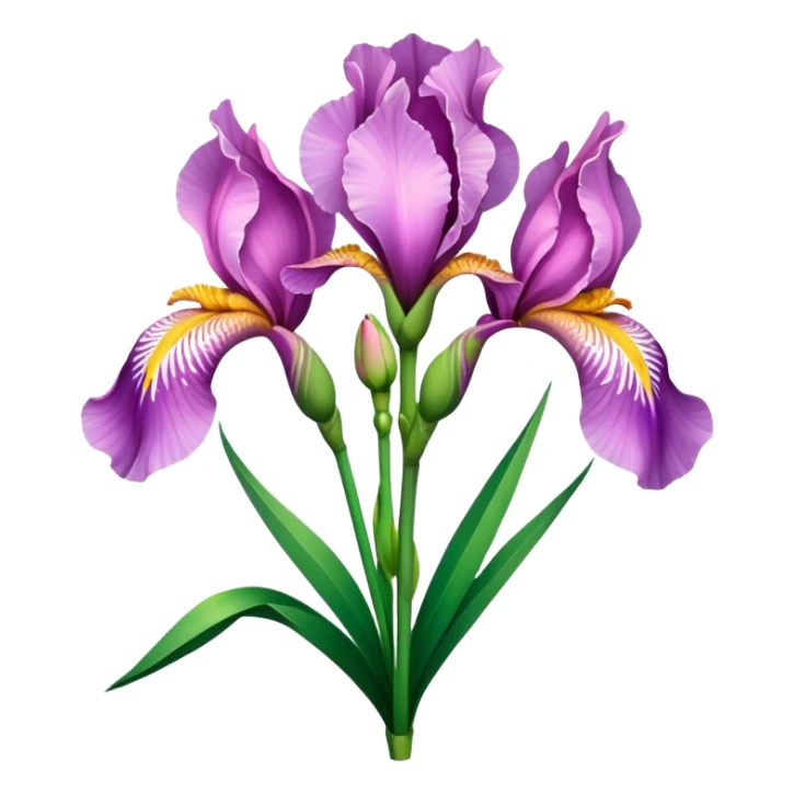 bouquet Pink Iris, luxuriant, leaf, bud sticker