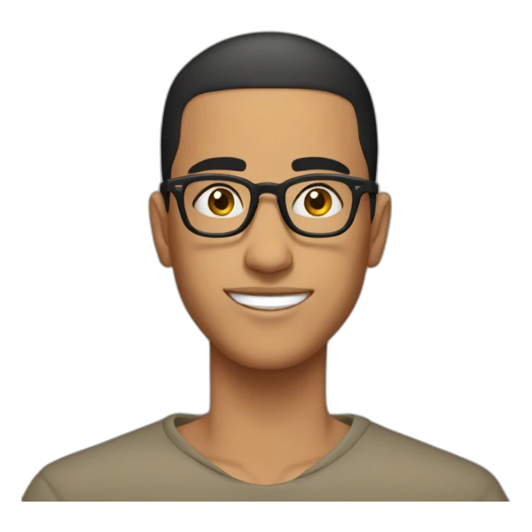 Young man from moroccan with glasses, black hair (buzz cut) sticker