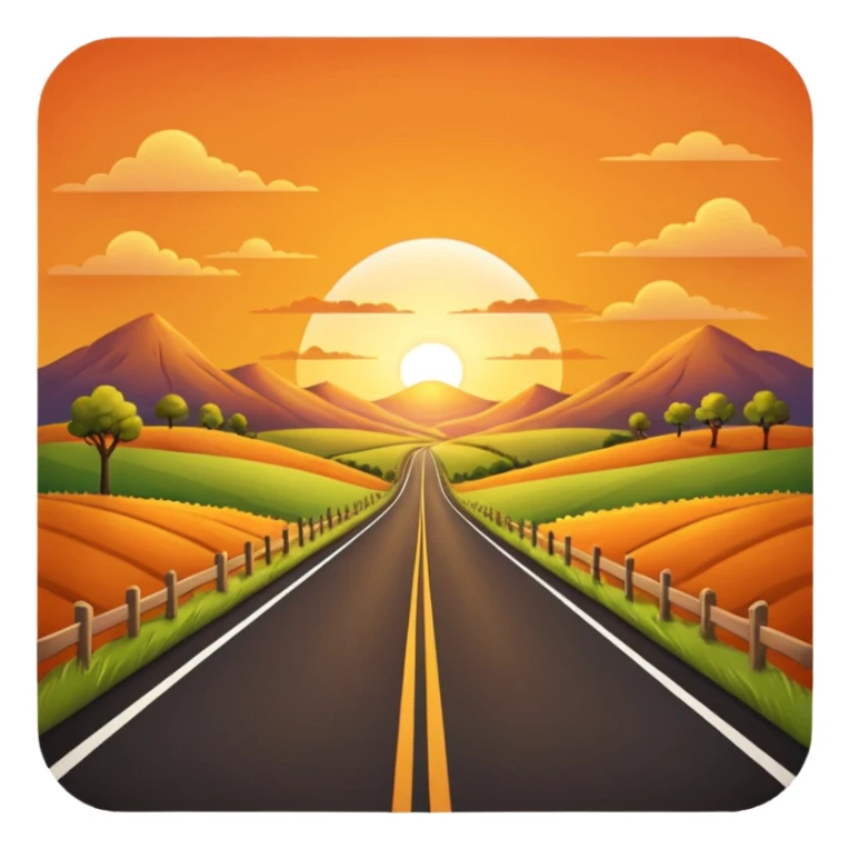 country road with sunset sticker