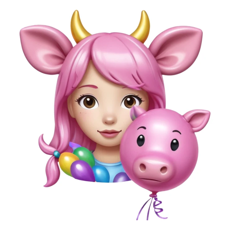   jeff koons kawaii girl cow balloon sculpture  sticker