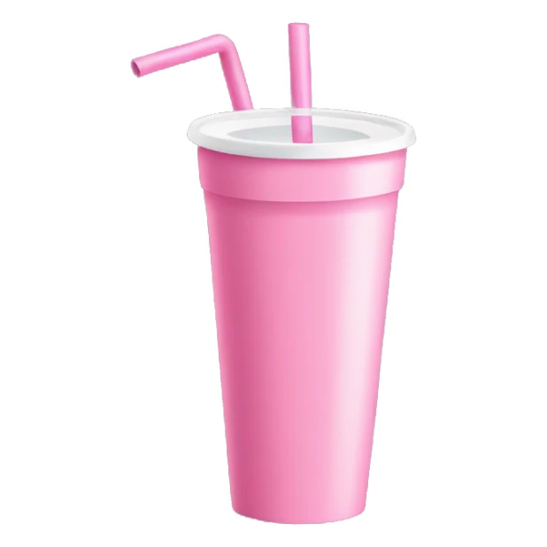 tall pink cup with handle and straw sticker
