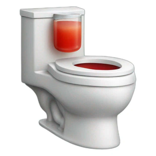 Toilet with red juice sticker
