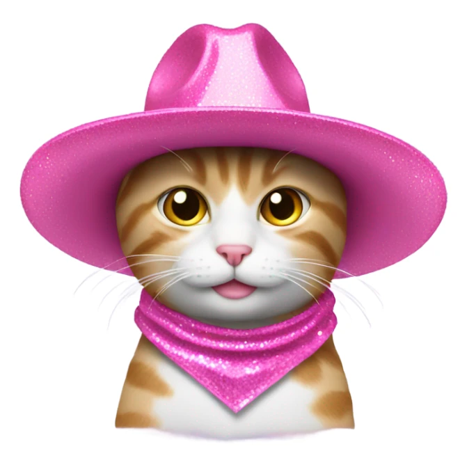 Cat with a sparkly pink cowboy hat sticker