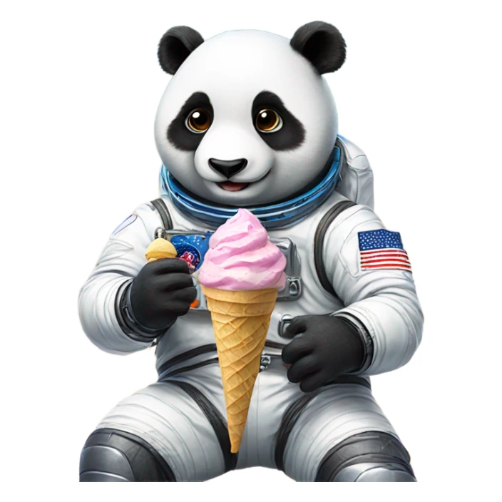 Astronaut panda eating an ice cream sticker