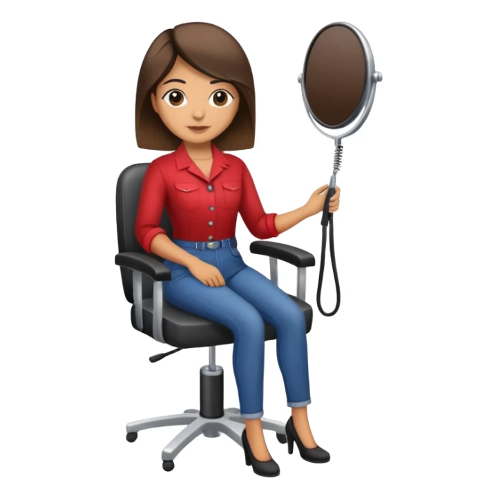 Hispanic hairstylist behind styling chair sticker