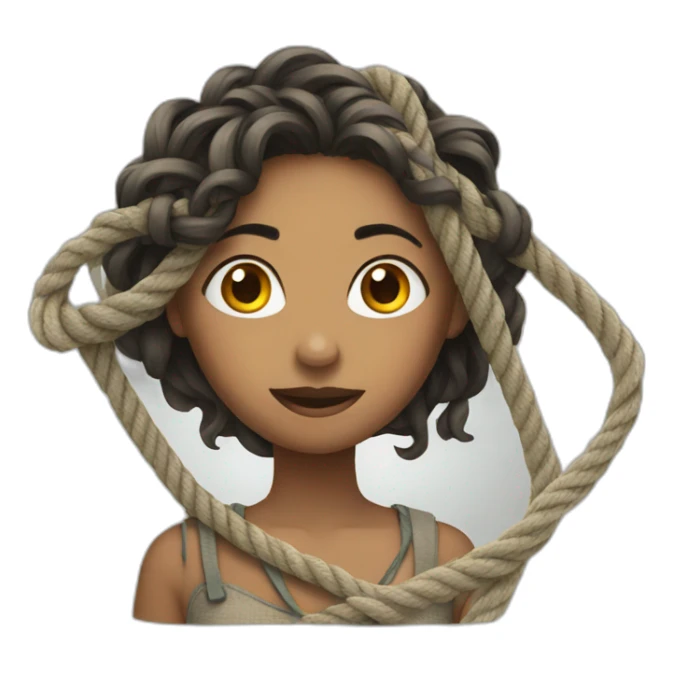 women tangled with rope sticker