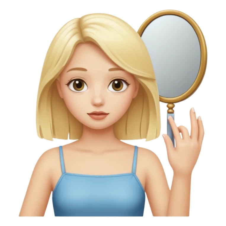 blonde girl taking mirror selfie sticker