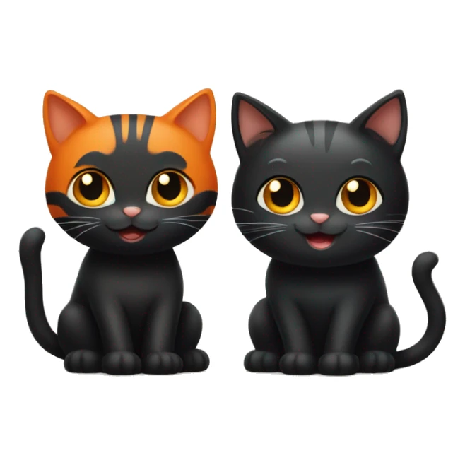 One Black Cat and one Orange Cat being happy sticker