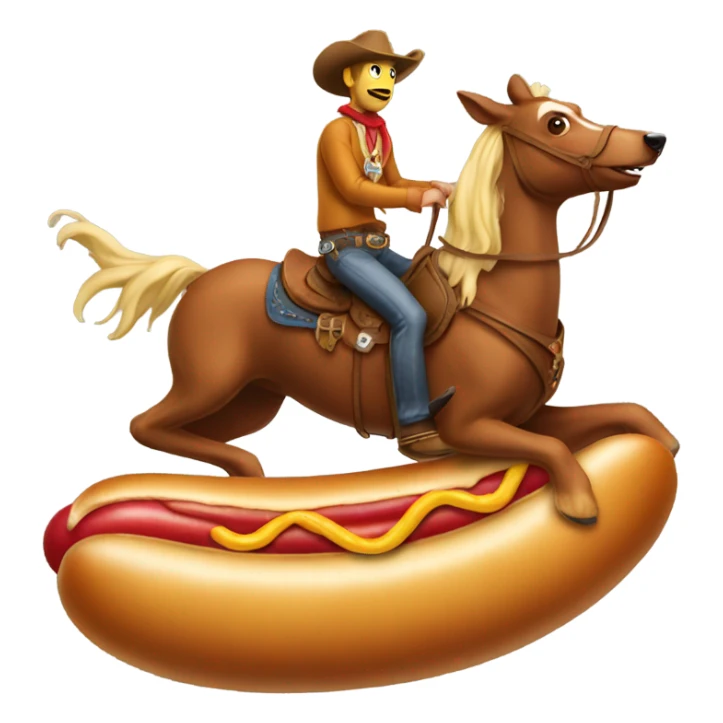 Cowboy riding a hotdog  sticker
