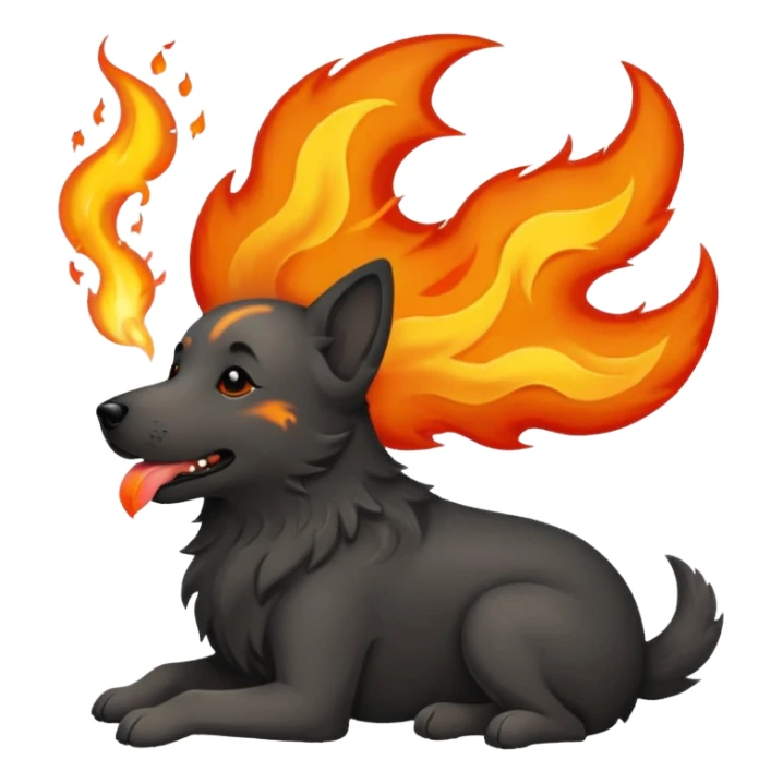 Dog that ate a fire-hot wing breathing fire sticker