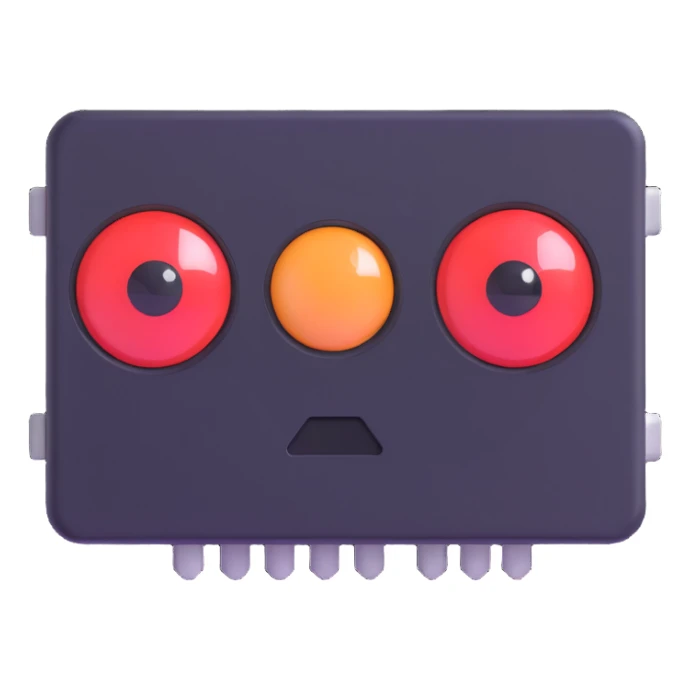 futuristic computer chip with eyes AI themed emoji sticker