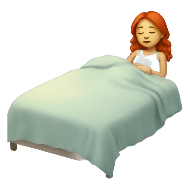 A red-haired girl sleeping on the bed  sticker
