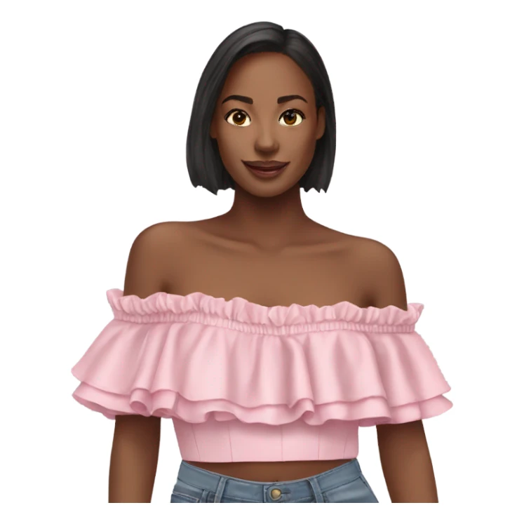 Realistic pink ruffle off shoulder top, isolated sticker