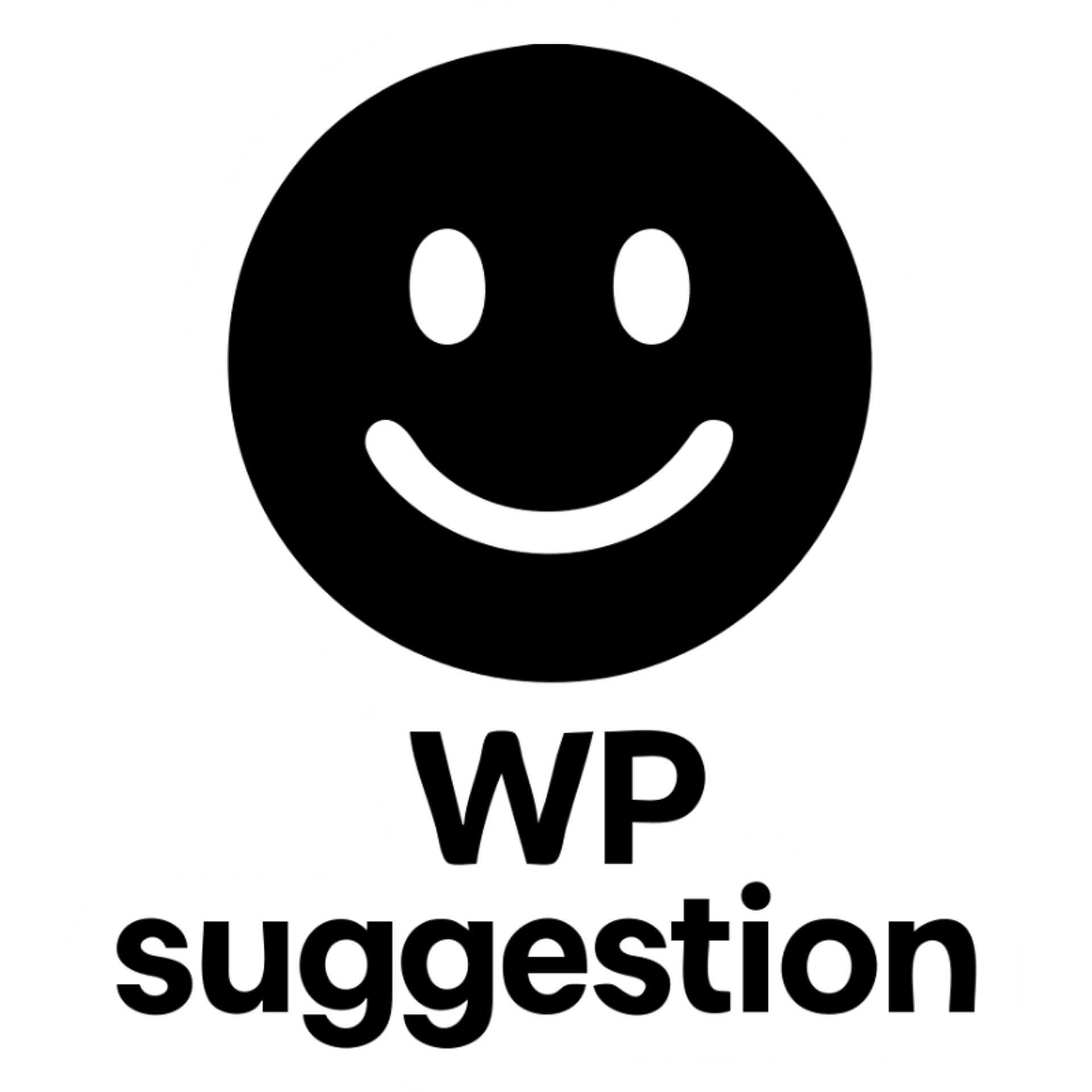 emoji with the text 'WP suggestion' in a solid black filled icon style, suitable for IT team Slack reactions sticker