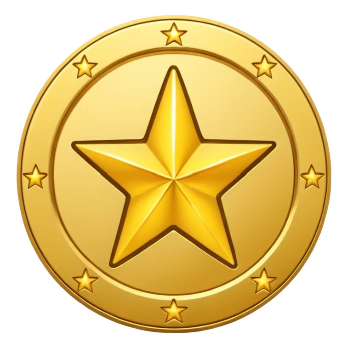 Gold star coin emoji in a circle sticker