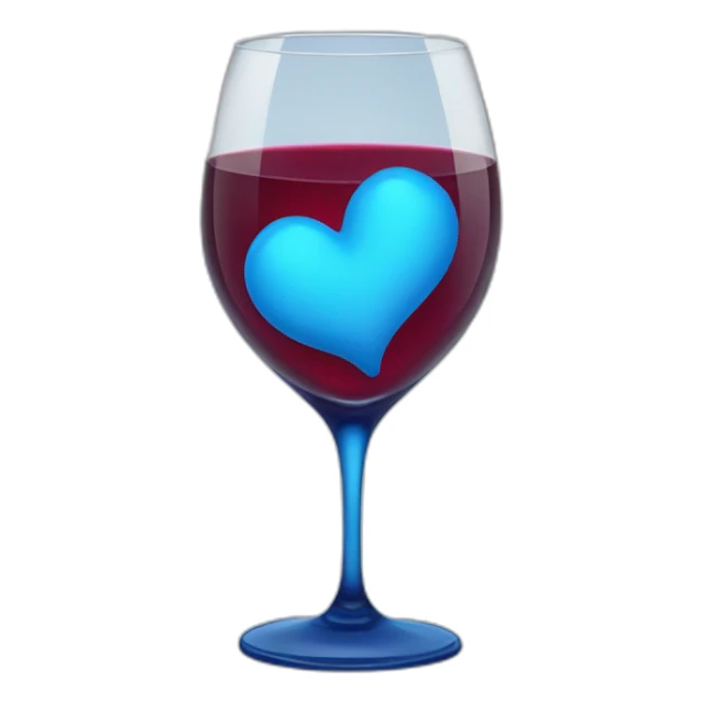 blue heart with wine glass sticker
