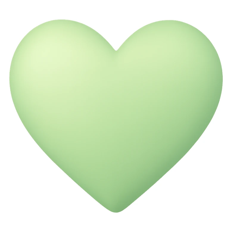 heart with a soft pistachio green gradient, digital illustration sticker