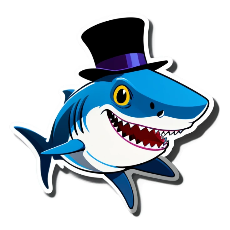 Shark with a top hat sticker
