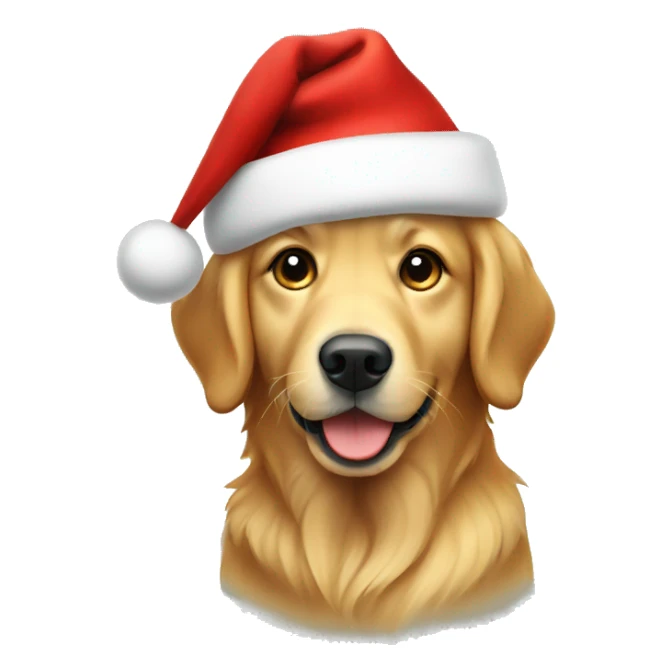 Golden retriever with Christmas hat sticker