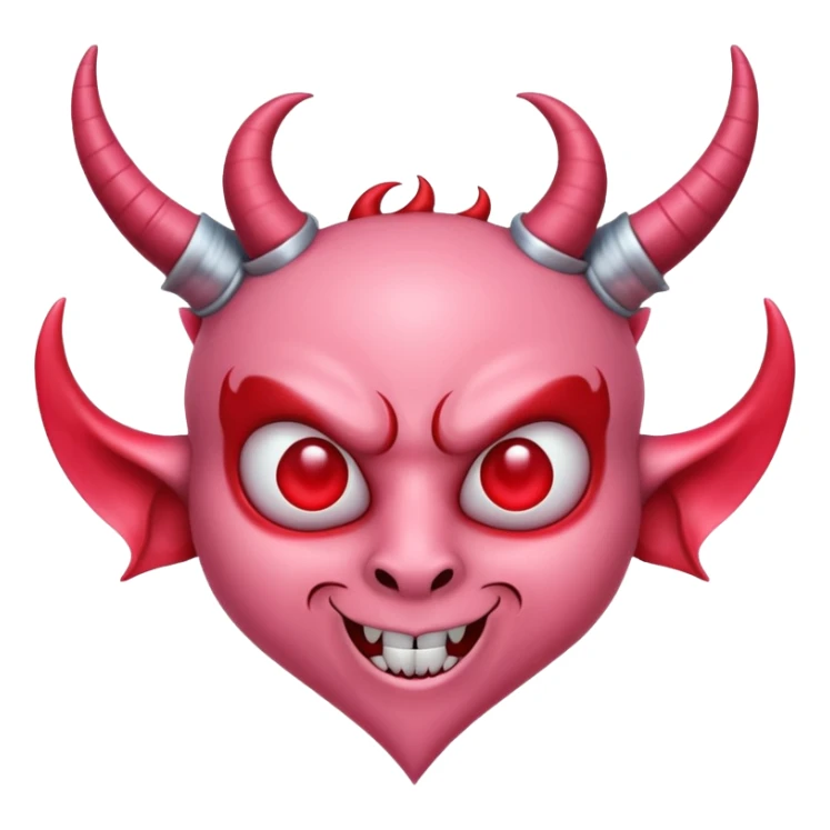 a pink heart with demon horns on it sticker