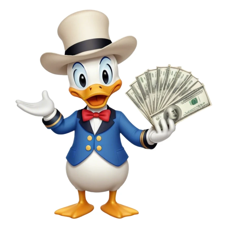 Donald Duck with money sticker