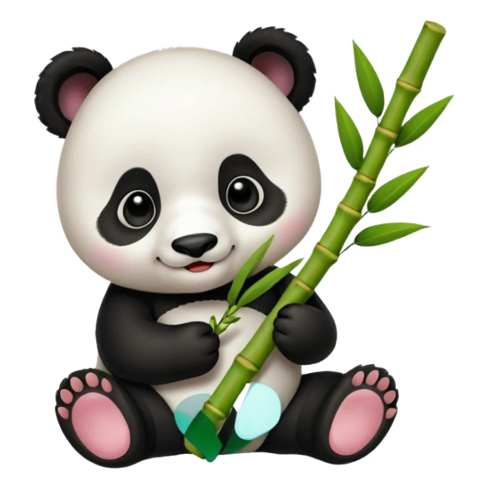 baby panda eating bamboo sticker